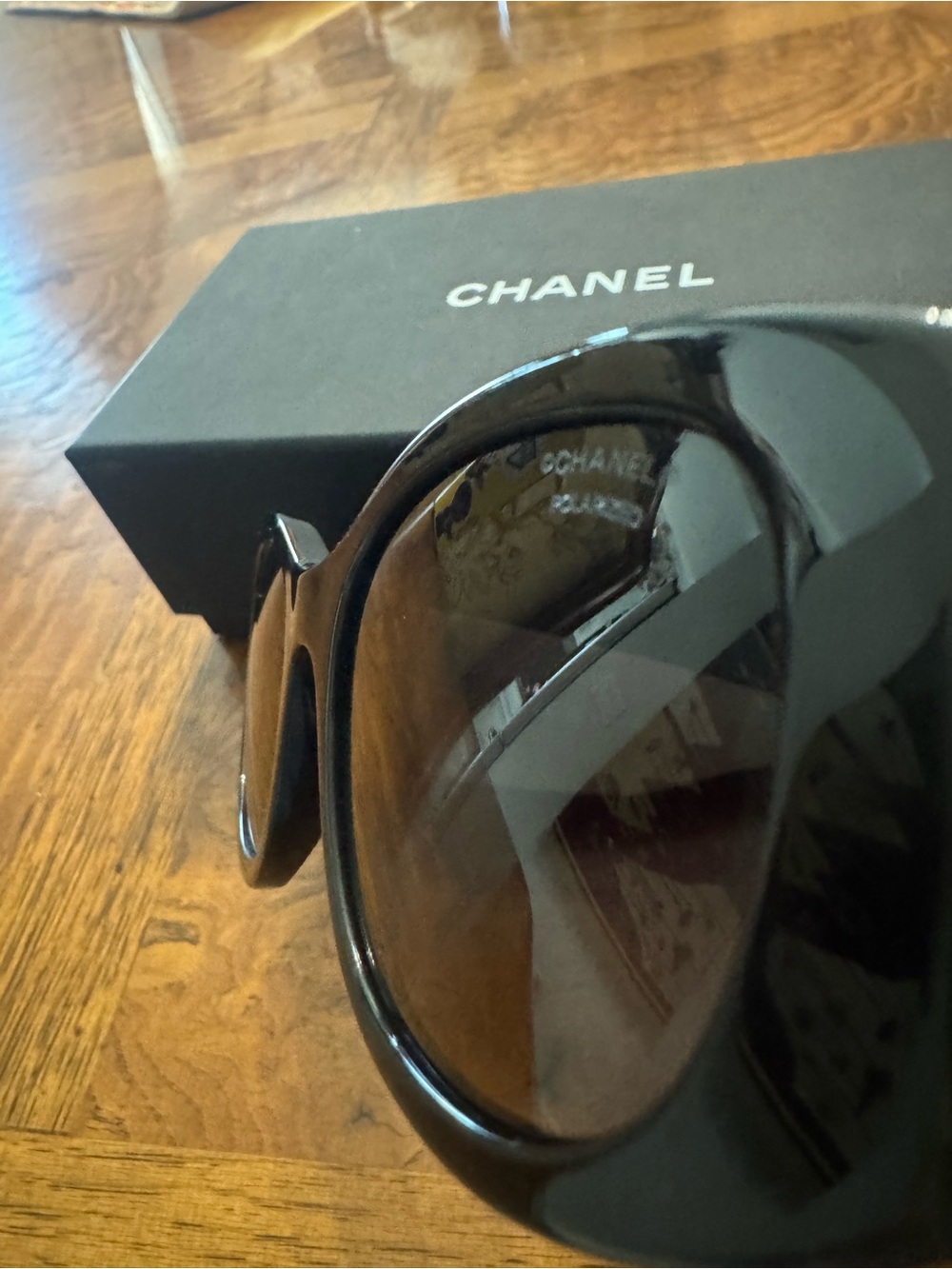Chanel Oval Sunglasses Beige/black with case, box - Picture 7 of 12